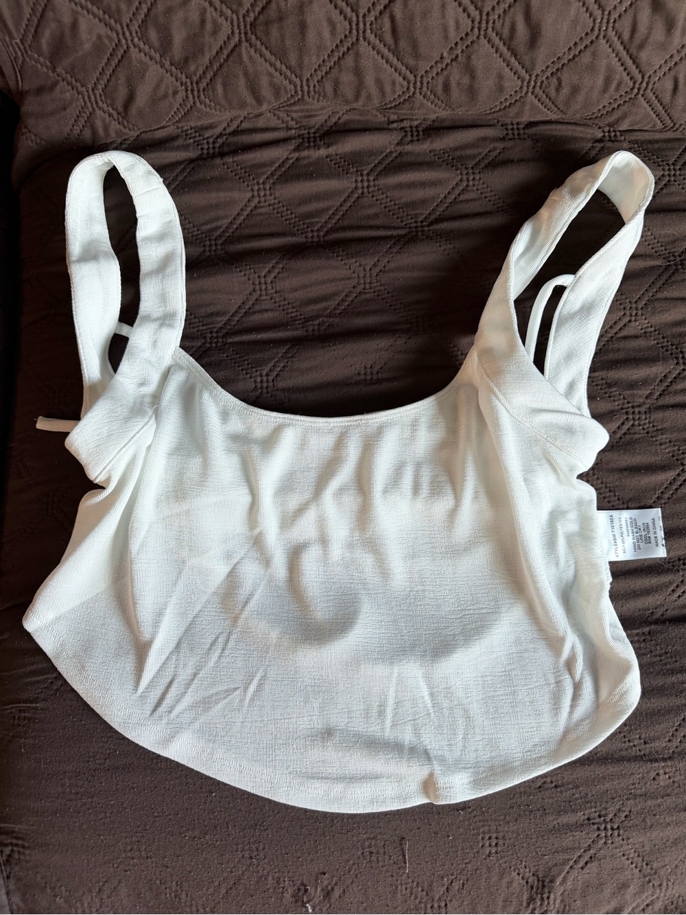 Square Neck White Crop Tank Top with Double Straps
